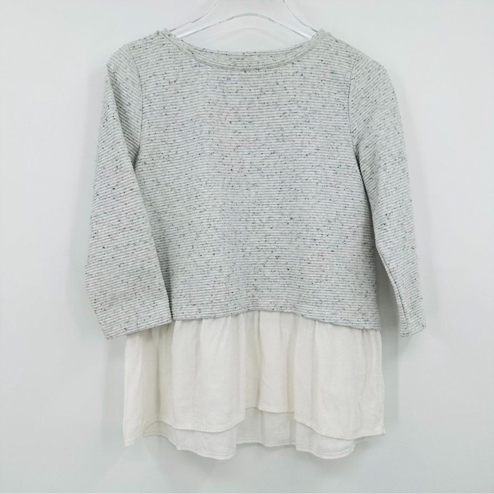 LOFT Bundle w/2 Tops Gray and Cream Layered Top & Plaid Boho Button Down